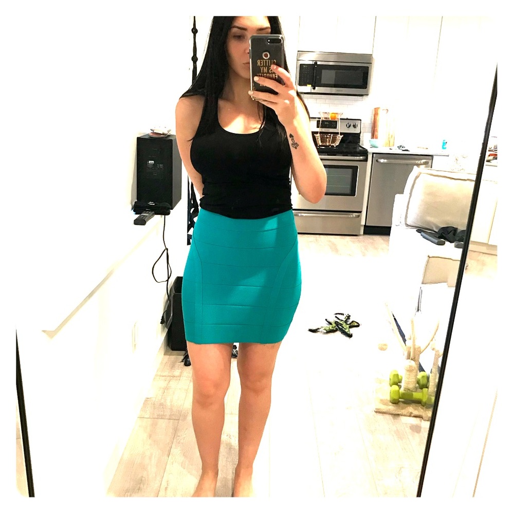 Sexy Bebe Bandage Teal Mini Skirt